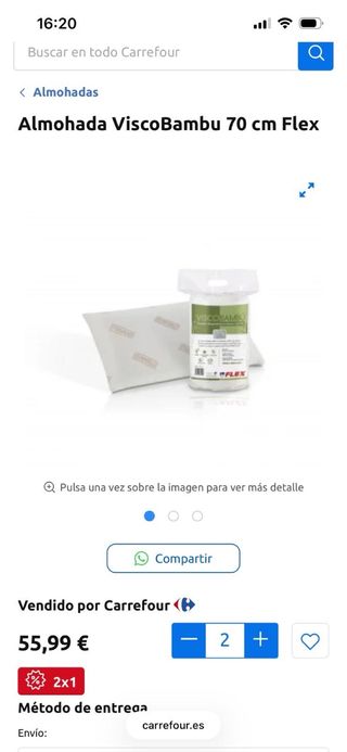 Almohadas 2x1 Visco Bambú 70x40cm Flex