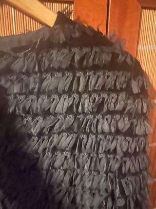 Chaqueta Zara efecto flecos negra