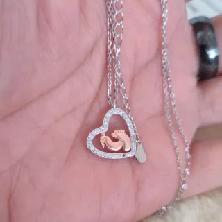 Colgante Corazón Pies Bebé Plata