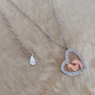 Colgante Corazón Pies Bebé Plata