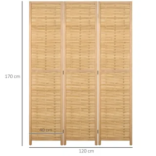 Biombo Plegable 3 Paneles Bambú