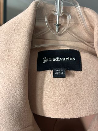 Cazadora Biker Ante Stradivarius Rosa Talla XS