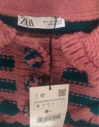 Jersey Zara cuello bebé rayas rosa y verde