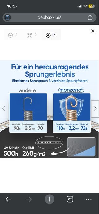 Cama elástica azul Monzana 244 de diametro