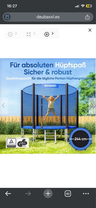 Cama elástica azul Monzana 244 de diametro