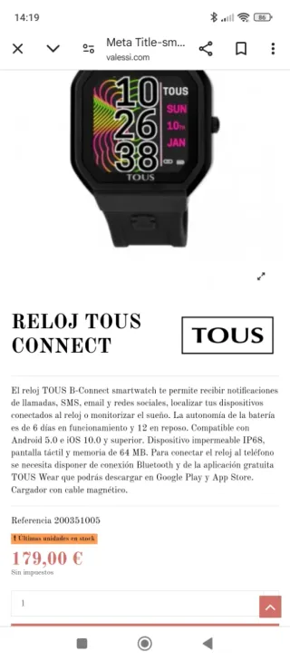 Reloj Tous B-Connect Smartwatch