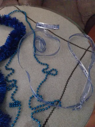 Lote adornos navidad azul y turquesa