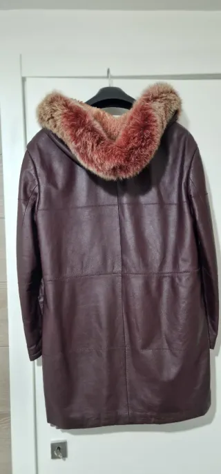 Giaccone vintage in pelle con cappuccio