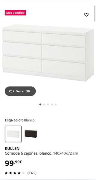 Cómoda KULLEN IKEA 6 cajones blanca