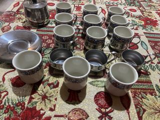 Set Tazze Caffè Porcellana e Metallo