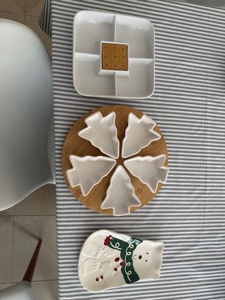 Juego fuentes porcelana bambú Navidad