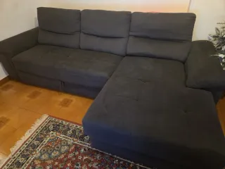 Divano letto grigio in tessuto