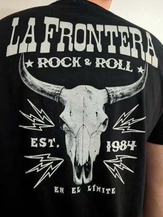 CAMISETA NEGRA - LA FRONTERA - TALLA XL y más..
