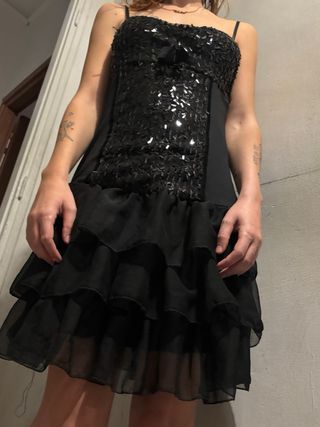 Vestito elegante donna nero paillettes