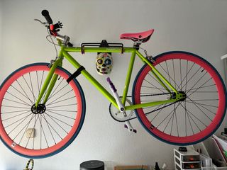 Bicicleta Fixie Verde y Rosa, talla S