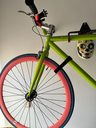 Bicicleta Fixie Verde y Rosa, talla S