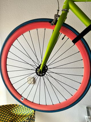 Bicicleta Fixie Verde y Rosa, talla S