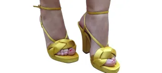Sandalias Zara Amarillas Tacon,  Trenzado.