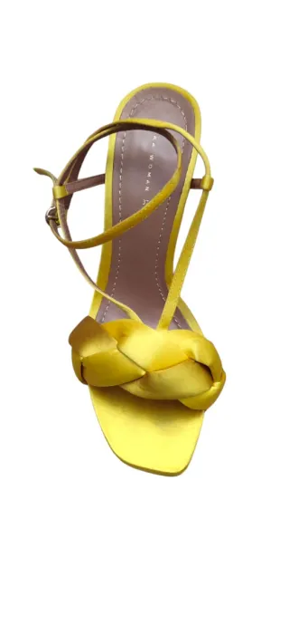 Sandalias Zara Amarillas Tacon,  Trenzado.