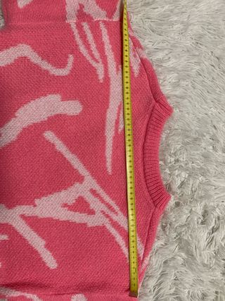 Maglione rosa con fantasia bianca taglia S Y2k