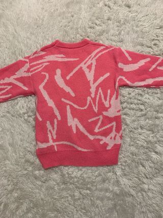 Maglione rosa con fantasia bianca taglia S Y2k