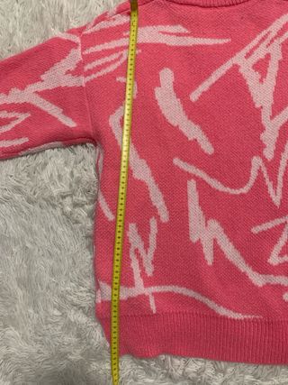 Maglione rosa con fantasia bianca taglia S Y2k