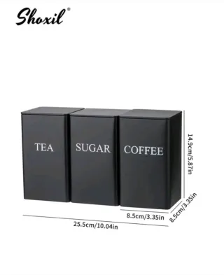 Juego 3 recipientes cocina (Té, Azúcar, Café)