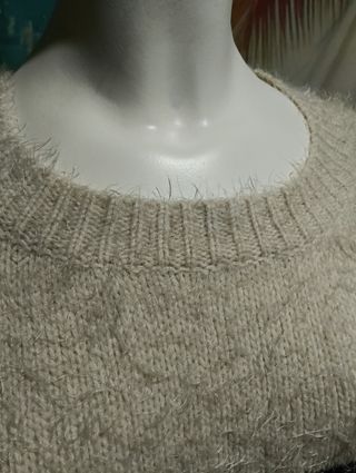 Jersey de punto mujer rayas beige y negro