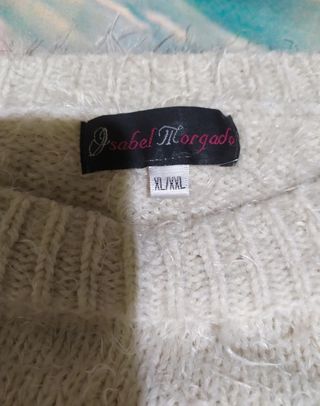 Jersey de punto mujer rayas beige y negro