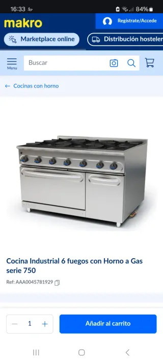 Cocina Industrial 6 Fuegos + Horno Gas serie 750