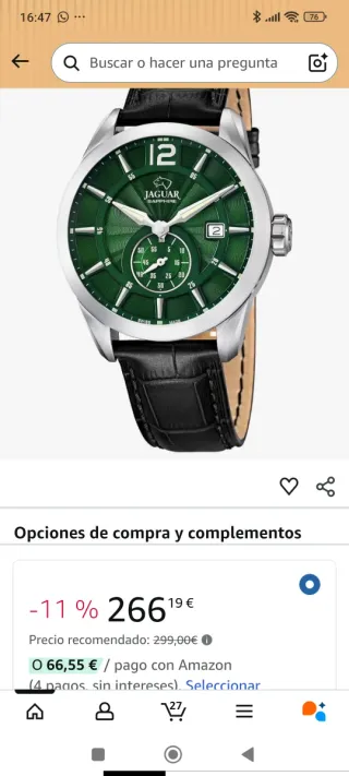 Reloj Jaguar Zafiro Esfera Verde