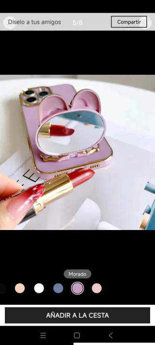 Funda móvil morada con figura de conejo