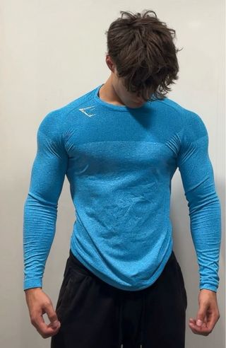 Gymshark Manga Longa Azul Tamanho L