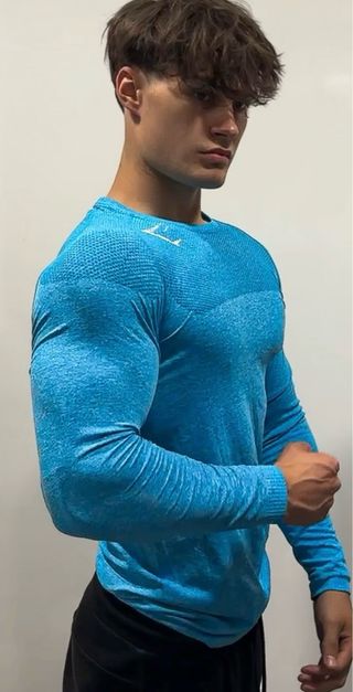 Gymshark Manga Longa Azul Tamanho L