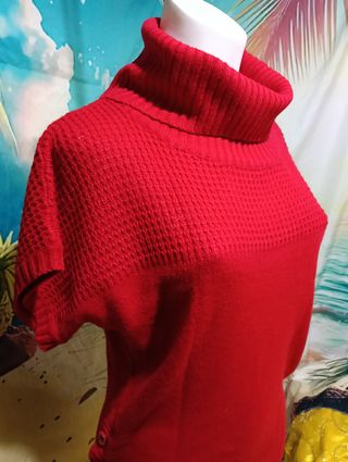 Jersey cuello alto manga corta mujer rojo