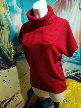 Jersey cuello alto manga corta mujer rojo