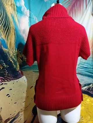 Jersey cuello alto manga corta mujer rojo