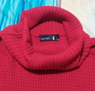 Jersey cuello alto manga corta mujer rojo