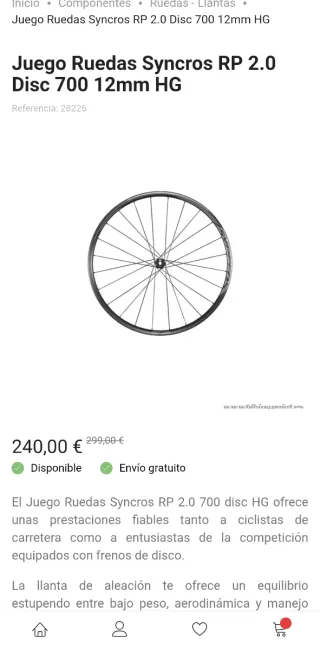 Ruedas Syncros RR 2.0 disc.
