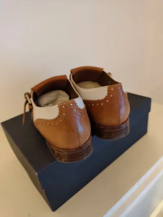 Zapatos Massimo Dutti de piel Camel y Crema