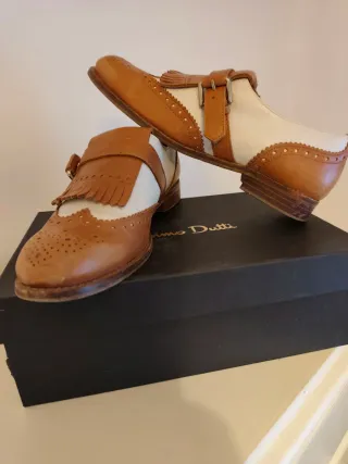 Zapatos Massimo Dutti de piel Camel y Crema