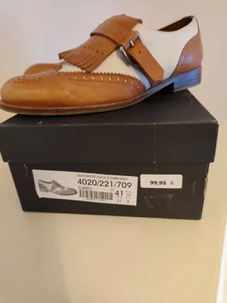Zapatos Massimo Dutti de piel Camel y Crema