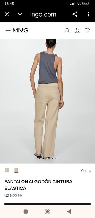 Pantalón Mango  Algodón Cintura Elástica. NUEVOS