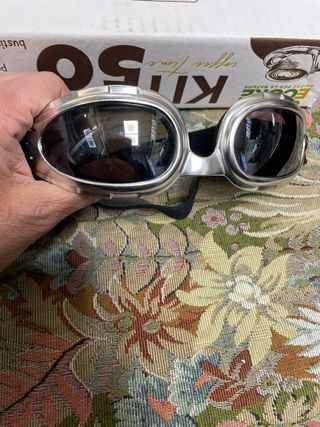 Occhiali Moto Vintage Retro Argento Neri