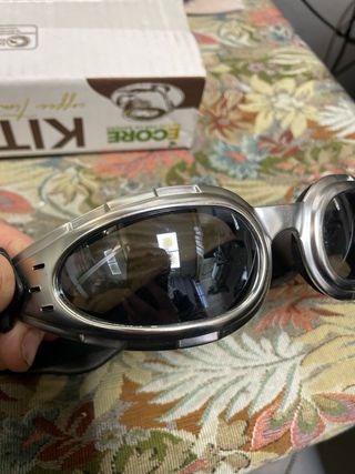 Occhiali Moto Vintage Retro Argento Neri