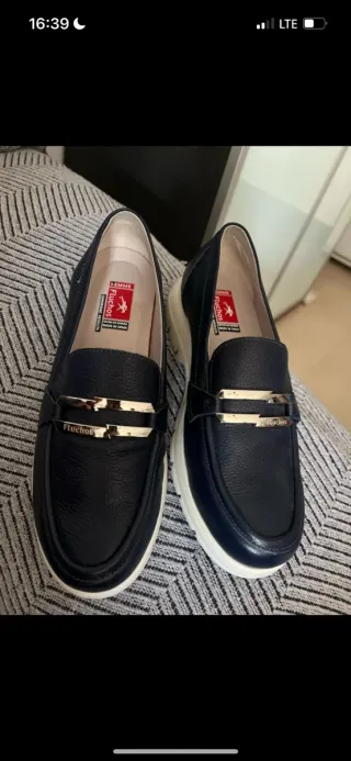 Zapatos Fluchos Mujer Azul Marino con Dorado