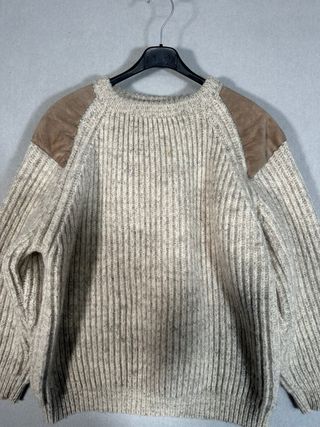 Jersey lana vintage con parches piel T.M/L