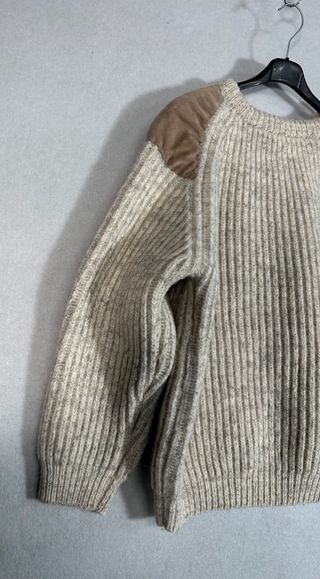 Jersey lana vintage con parches piel T.M/L