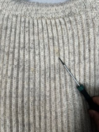 Jersey lana vintage con parches piel T.M/L