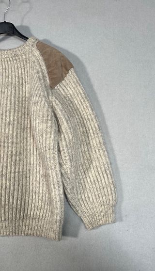 Jersey lana vintage con parches piel T.M/L